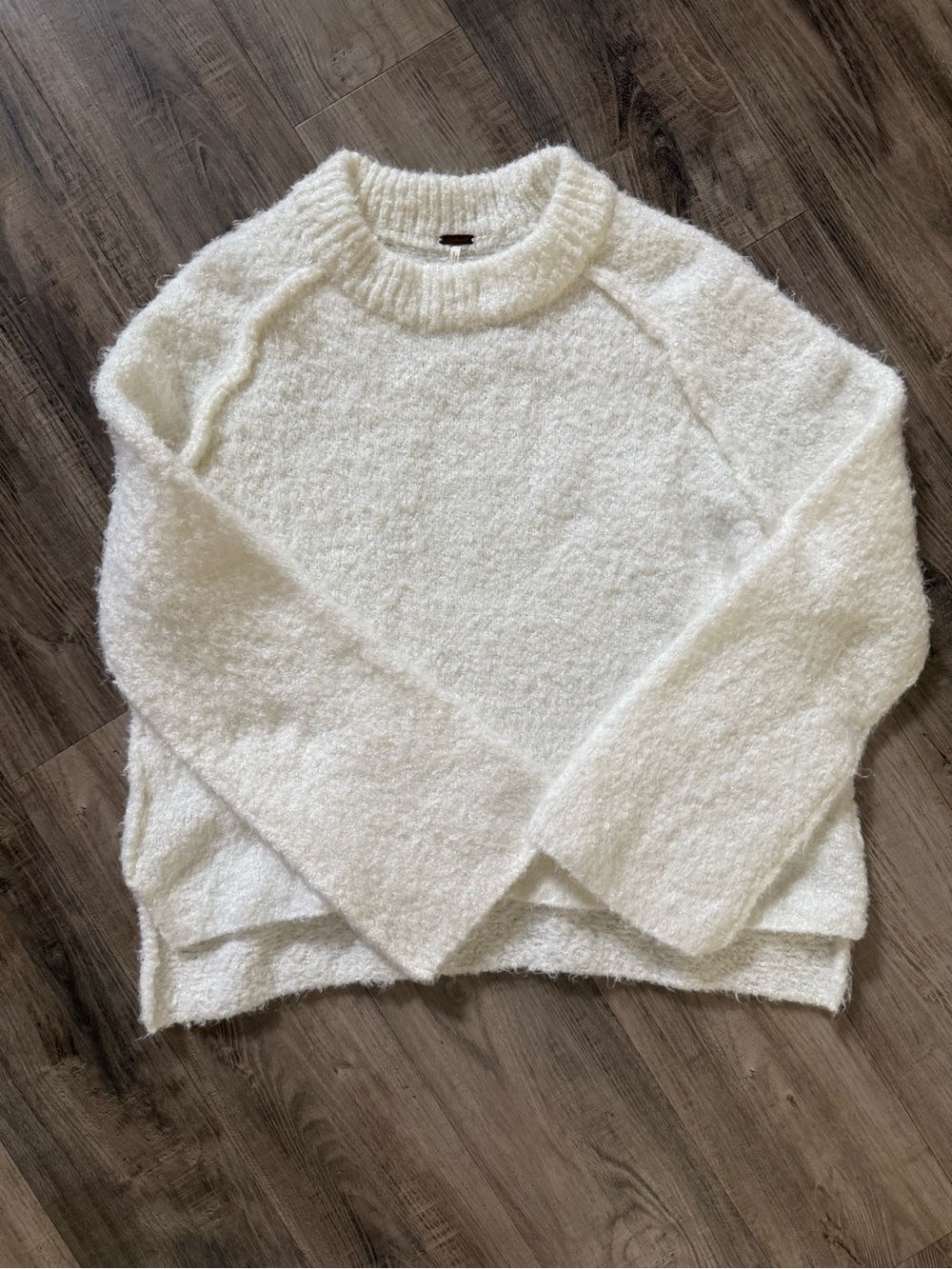 Cozy Cream Fuzzy Teddy Bear Crewneck Sweater